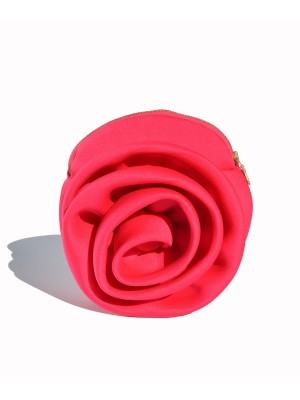 Celina Martin Bright Fuchsia Neoprene Flower Wristlet