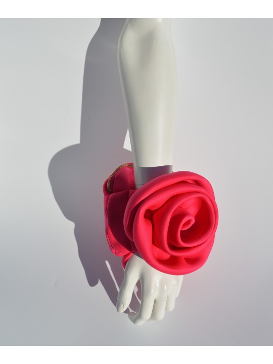 Celina Martin Bright Fuchsia Neoprene Flower Wristlet