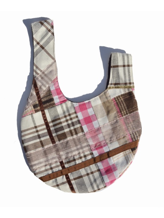 Shijimi patchwork bag in shades of pink and brown – HOSHI × San Fabriz