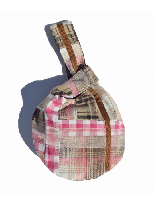 Shijimi patchwork bag in shades of pink and brown – HOSHI × San Fabriz