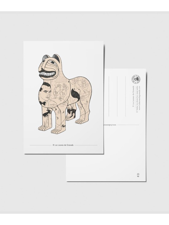 Postcard of the Federico García Lorca Lion from the Granada Lions