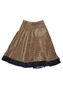Beige cotton velvet skirt with a pleated denim hem, by San Fabrizzio.