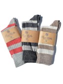 Miss Calcetín Coral-Light Gray Striped Low-Cut Wool Socks
