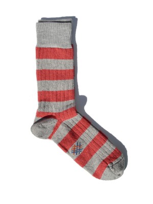Miss Calcetín Coral-Light Gray Striped Low-Cut Wool Socks