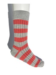 Miss Calcetín Coral-Light Gray Striped Low-Cut Wool Socks
