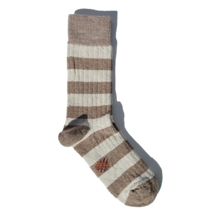 Miss Calcetín Cream/Beige Striped Low-Cut Wool Socks