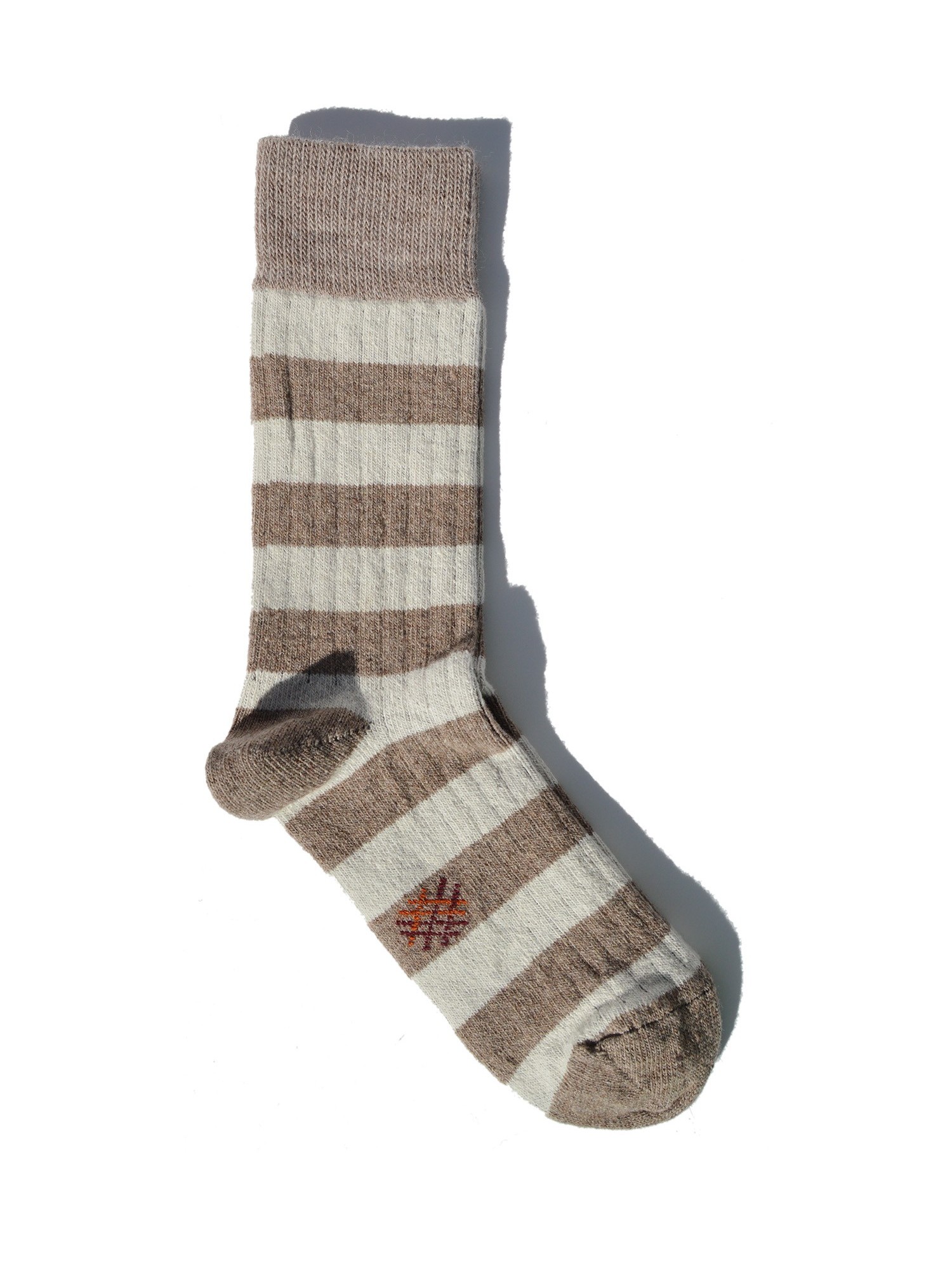 Miss Calcetín Cream/Beige Striped Low-Cut Wool Socks