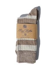 Miss Calcetín Cream/Beige Striped Low-Cut Wool Socks