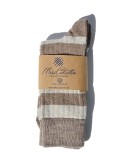 Calcetines de Lana Caña Baja Rayas Crema/Beige de Miss Calcetín