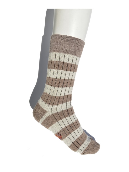 Calcetines de Lana Caña Baja Rayas Crema/Beige de Miss Calcetín