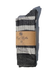 Calcetines de Lana Caña Baja Rayas Gris Oscuro/Gris Claro de Miss Calc
