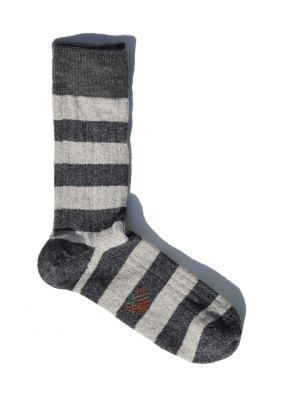 Miss Calcetín Dark Grey / Light Grey Striped Low-Cut Wool Socks