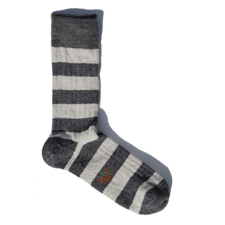 Calcetines de Lana Caña Baja Rayas Gris Oscuro/Gris Claro de Miss Calcetín