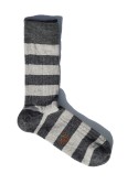 Miss Calcetín Dark Grey / Light Grey Striped Low-Cut Wool Socks