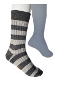 Miss Calcetín Dark Grey / Light Grey Striped Low-Cut Wool Socks