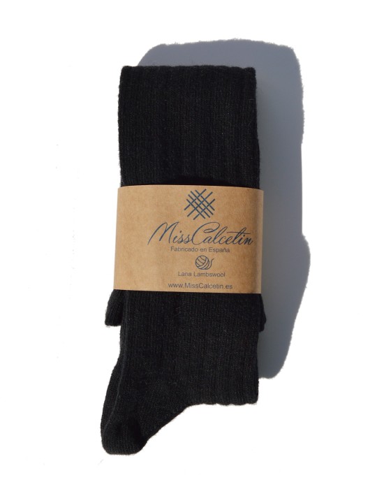 Calcetines de Lana Caña alta Negro  de Miss Calcetín