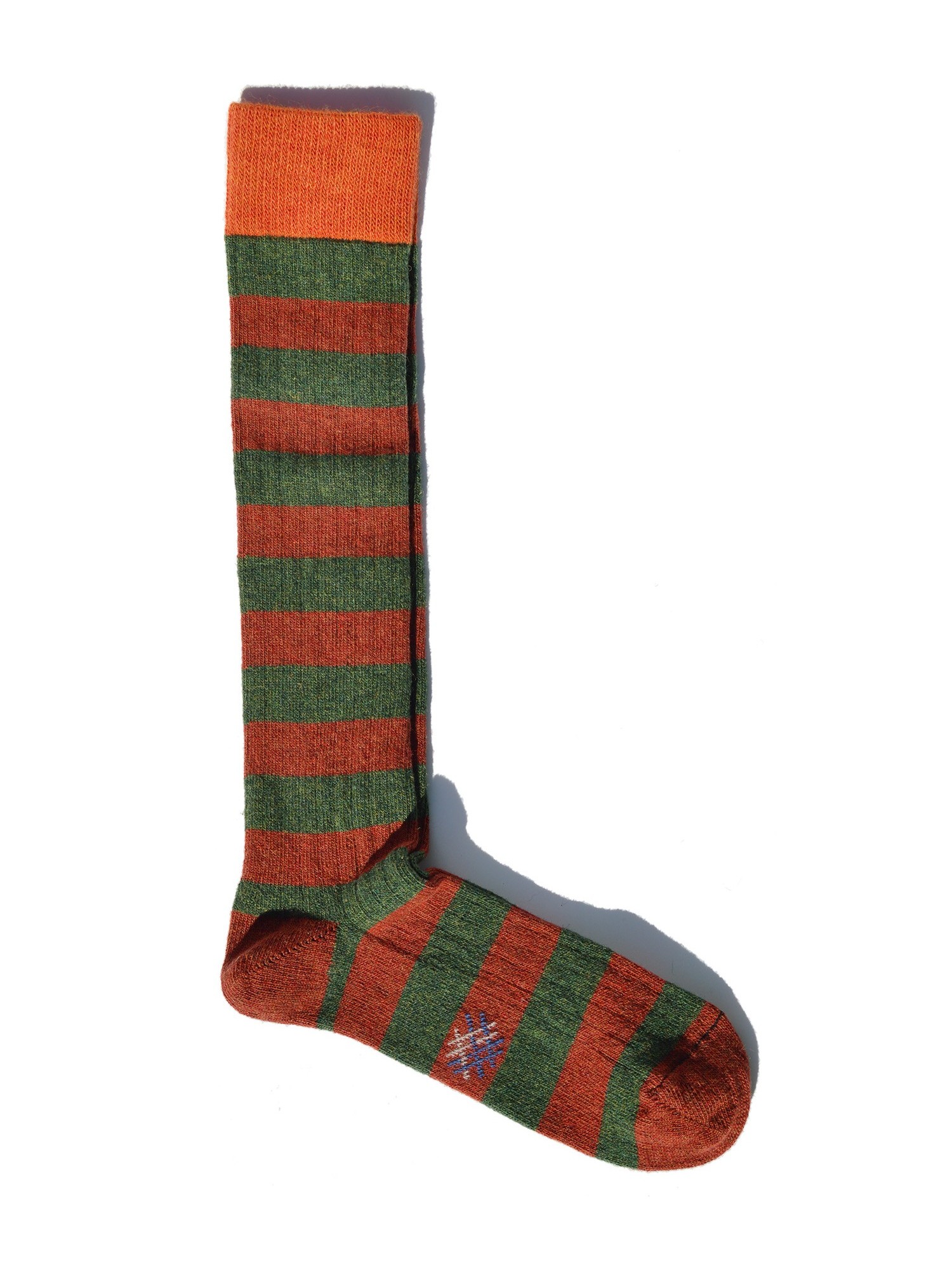 Miss Calcetín Striped Green/Orange High-Cut Wool Socks