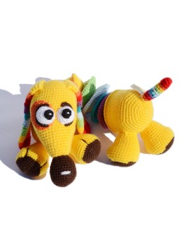 Handmade knit multicolored puppy