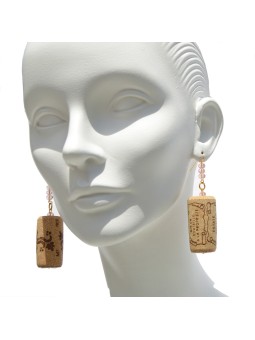 Earrings in recycled cork and crystal